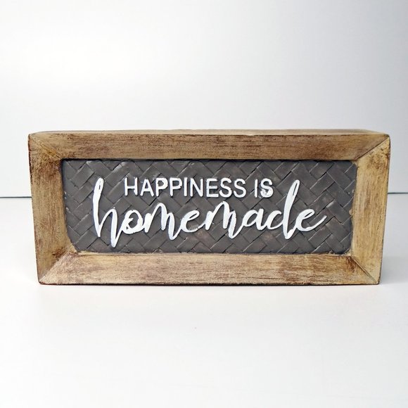 Happiness is Homemade Sentiment Standing Block Sign NWT - Picture 3 of 5